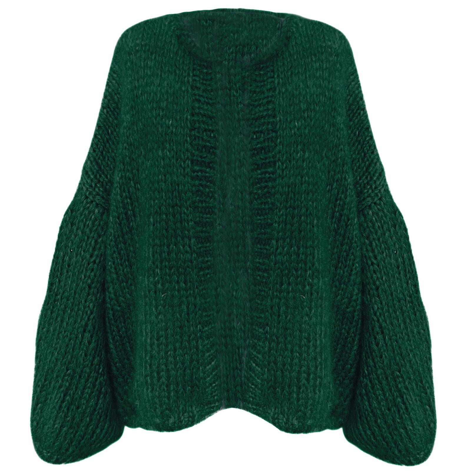 Holly Cardigan Chunky Knit Silk Mohair Green – DOUIE Holly Cardigan Chunky Knit Silk Mohair Green – DOUIE