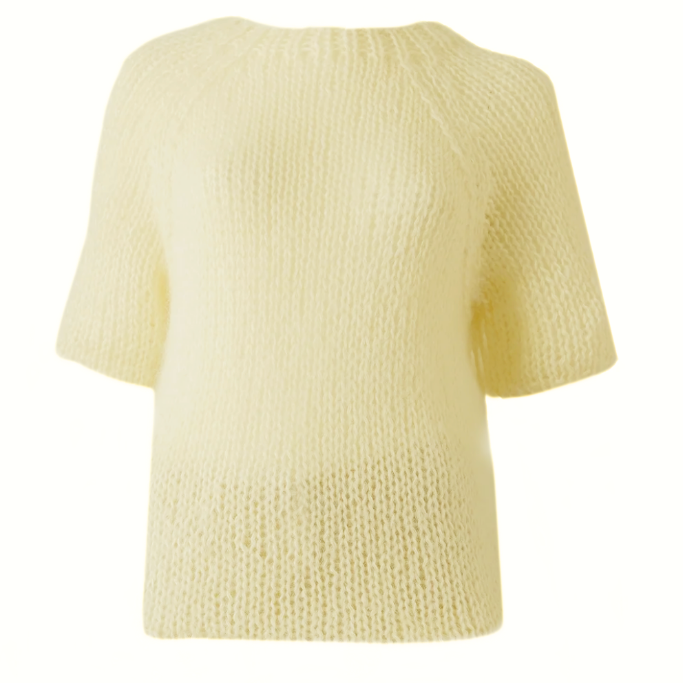 Sweater Rollkragenpullover Senfgelb Kurzarm Pullover Mohair Gelb DOUIE
