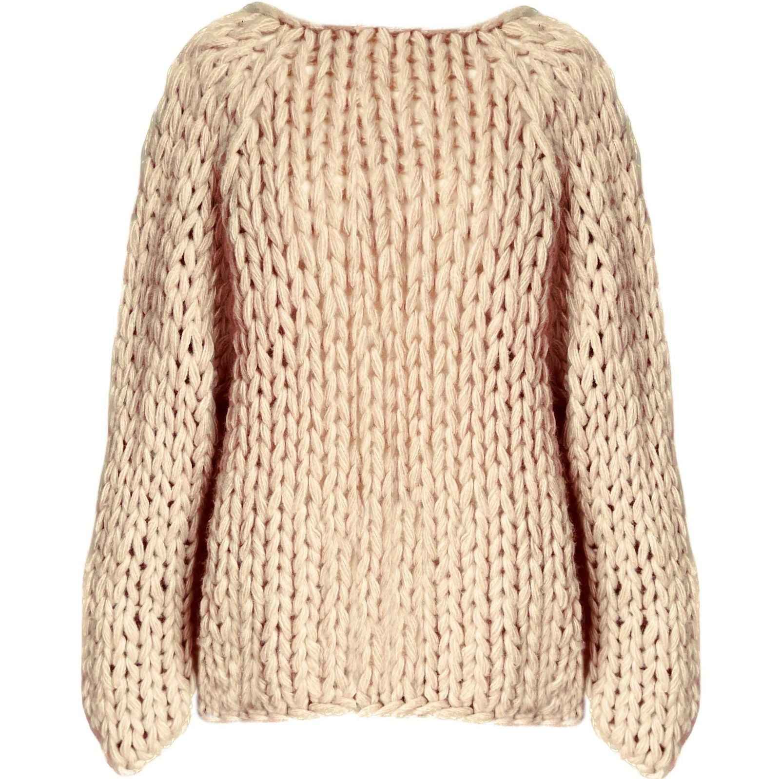 Kaschmir Pullover Long Pulli Damen Grobstrick Longpulli Beige