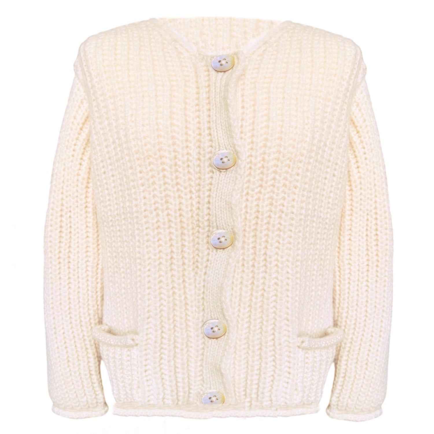 Noelle Cashmere Button Cardigan Wool White DOUIE