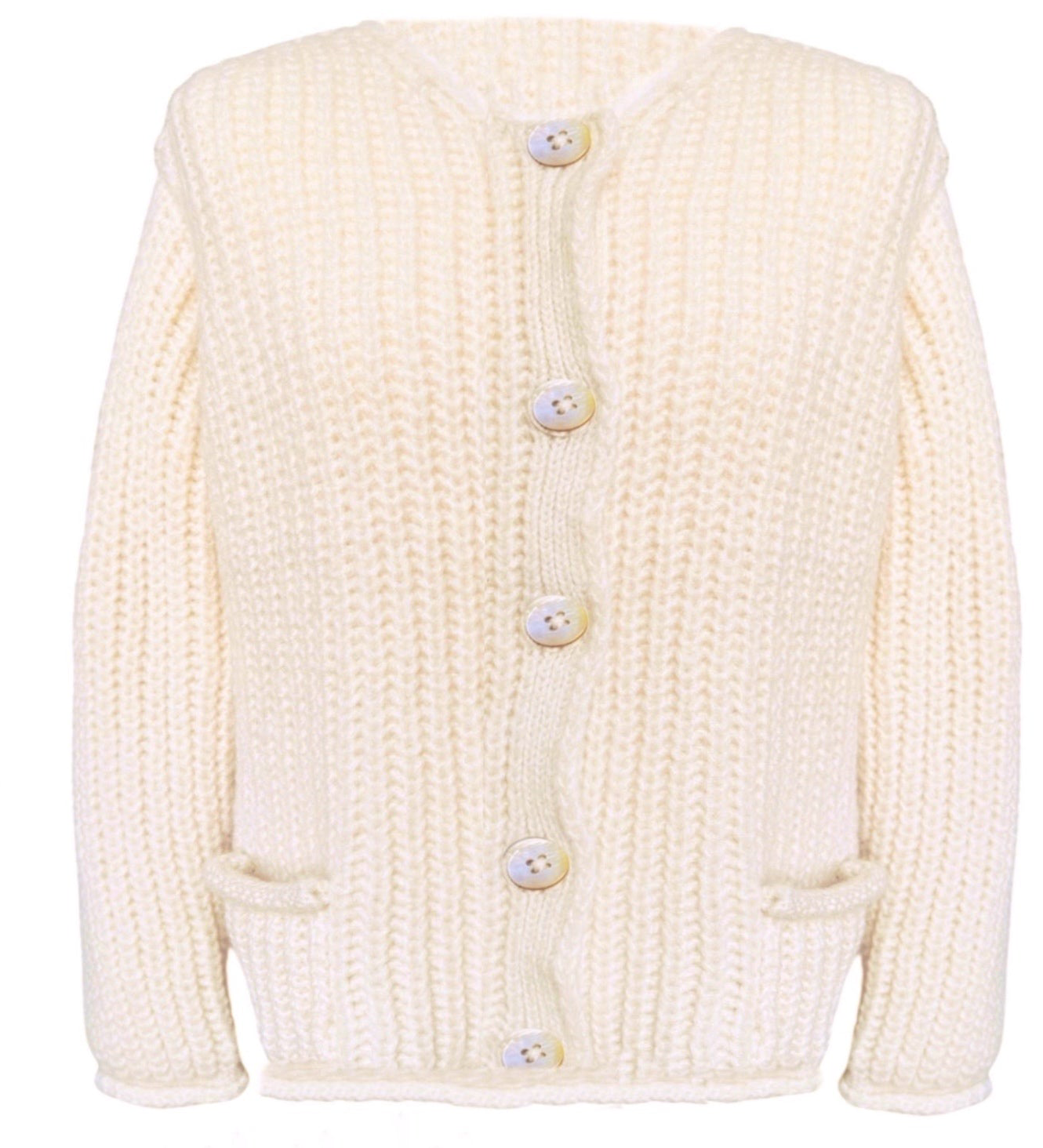Noelle Cashmere Button Cardigan Wool White DOUIE