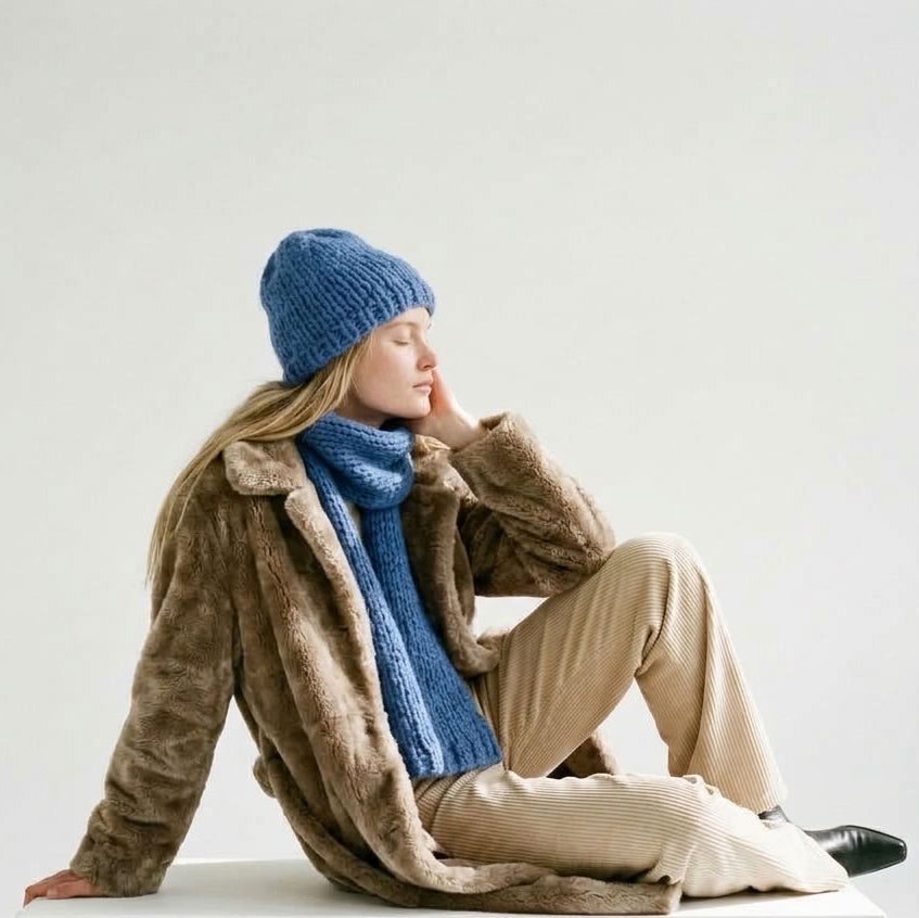 Gigi Kaschmirschal Schal Fransen mid blue