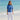 Pearl Kaschmir Kurzarm Pullover Mittelblau, leichte Qualität